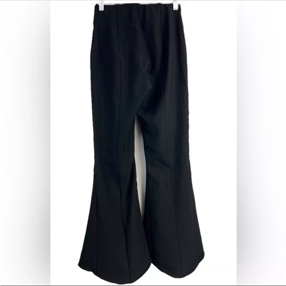 ZARA FRILLY CREPE TROUSERS Bell Bottom Flared Black Pants Size XS - Picture 3 of 9